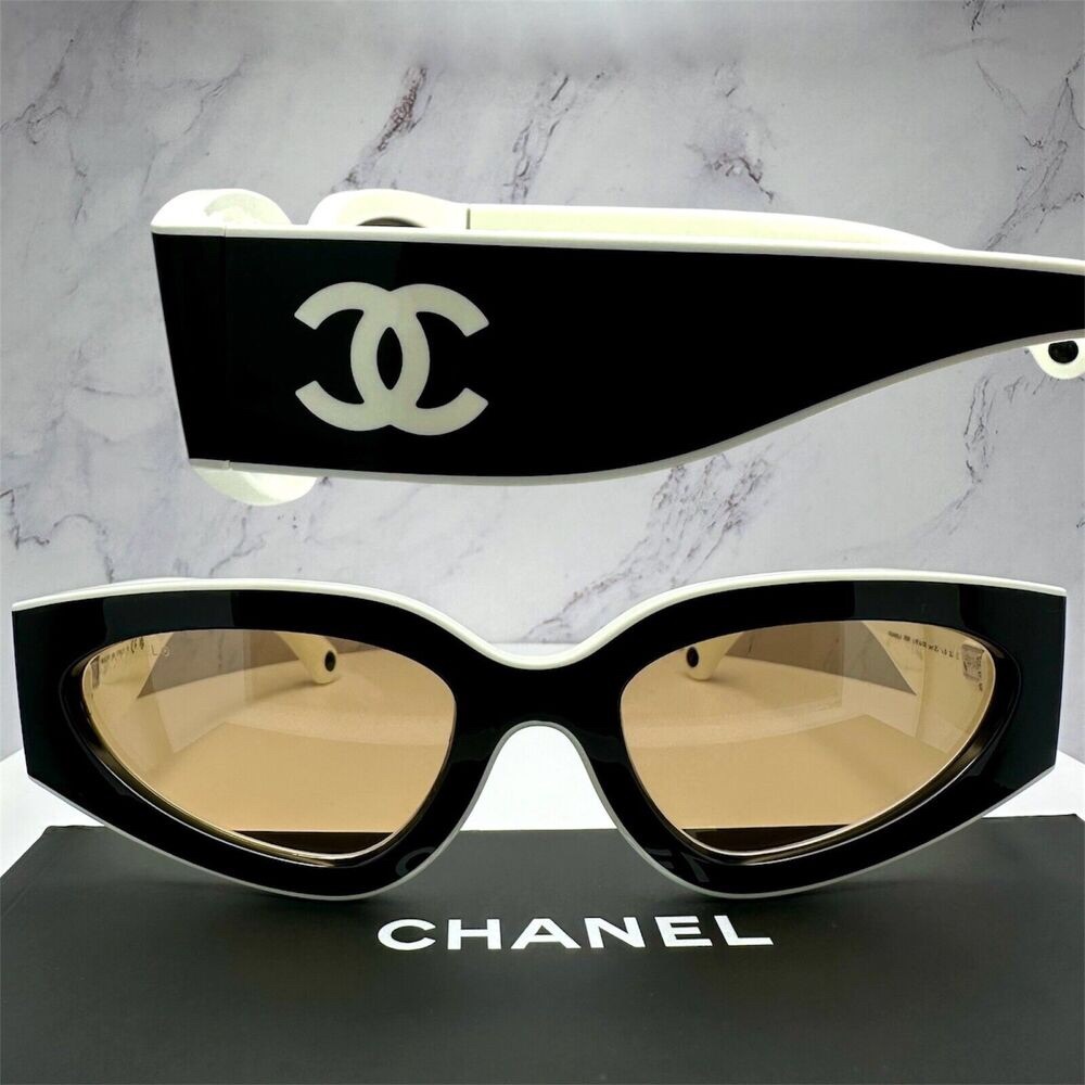 NEW CHANEL Sunglasses Cat Eye Black White